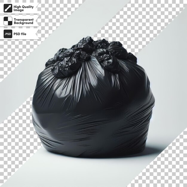 PSD psd black garbage bag trash bag on transparent background with editable mask layer