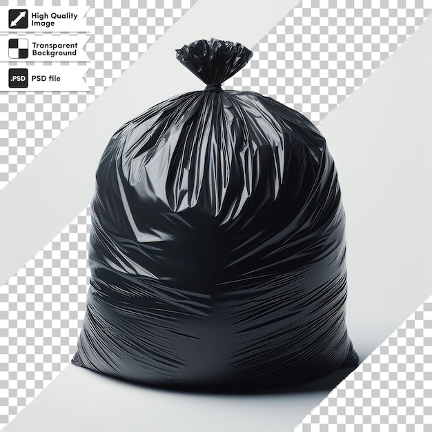 PSD psd black garbage bag trash bag on transparent background with editable mask layer