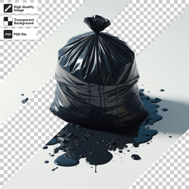 PSD psd black garbage bag trash bag on transparent background with editable mask layer