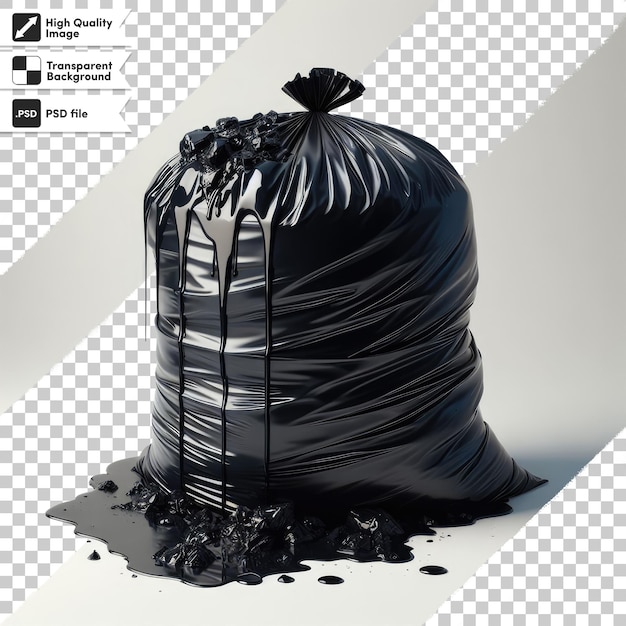 PSD psd black garbage bag trash bag on transparent background with editable mask layer