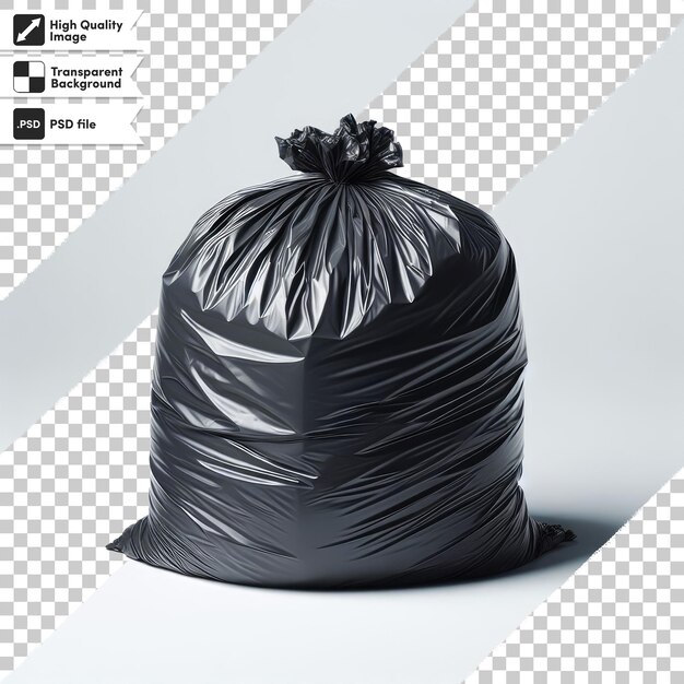 Psd black garbage bag trash bag on transparent background with editable mask layer