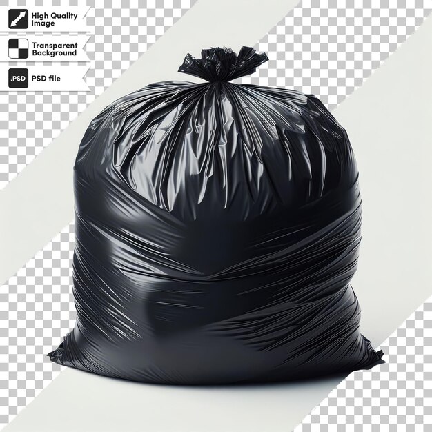 Psd black garbage bag trash bag on transparent background with editable mask layer