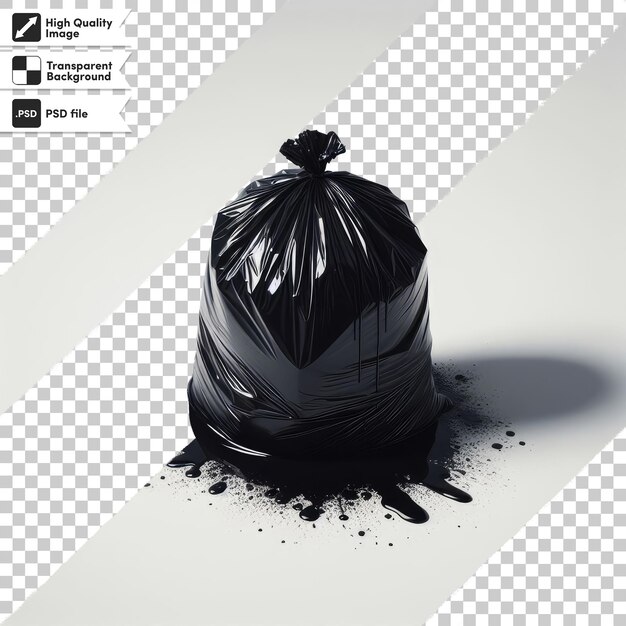 PSD psd black garbage bag trash bag on transparent background with editable mask layer