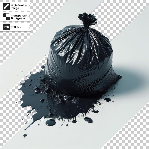 PSD psd black garbage bag trash bag on transparent background with editable mask layer