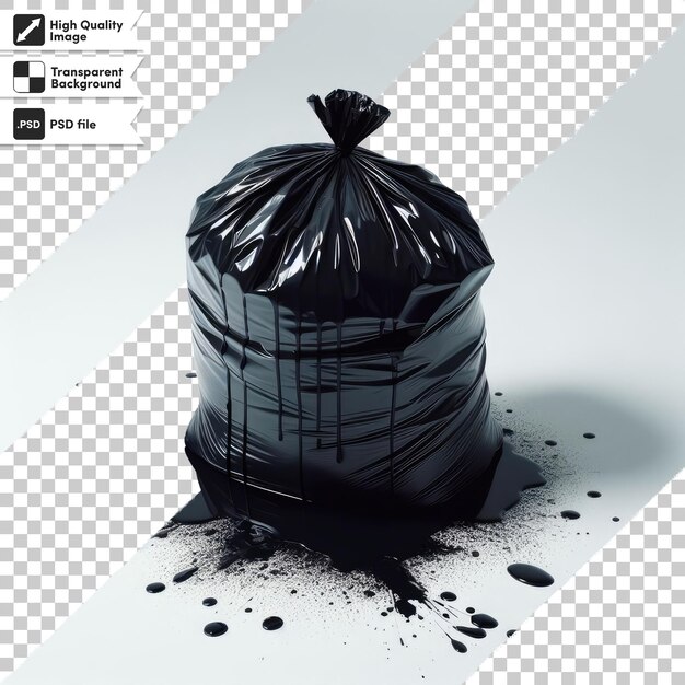 PSD psd black garbage bag trash bag on transparent background with editable mask layer