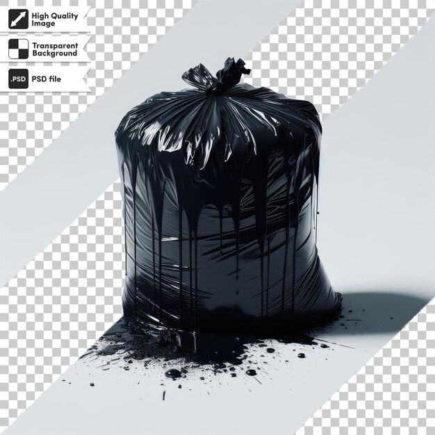 PSD psd black garbage bag trash bag on transparent background with editable mask layer