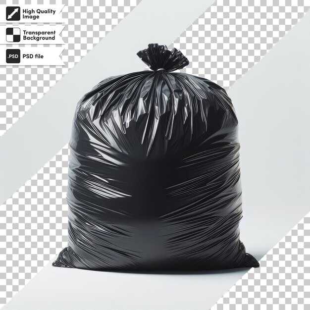 PSD psd black garbage bag trash bag on transparent background with editable mask layer