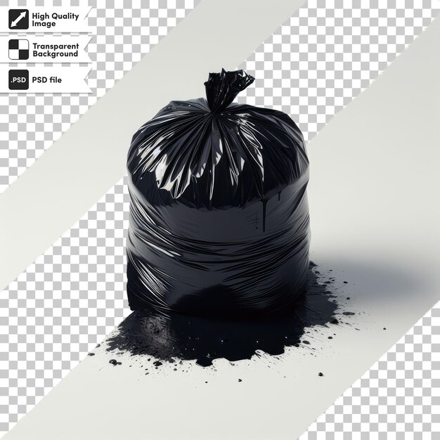 Psd black garbage bag trash bag on transparent background with editable mask layer