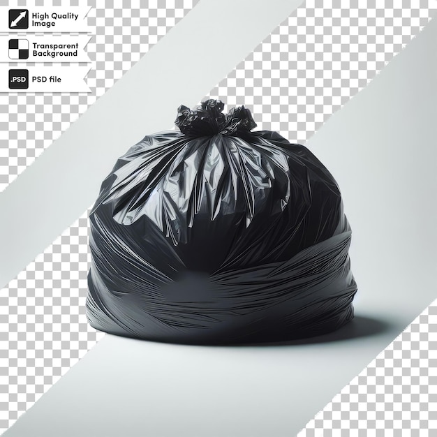 Psd black garbage bag trash bag on transparent background with editable mask layer