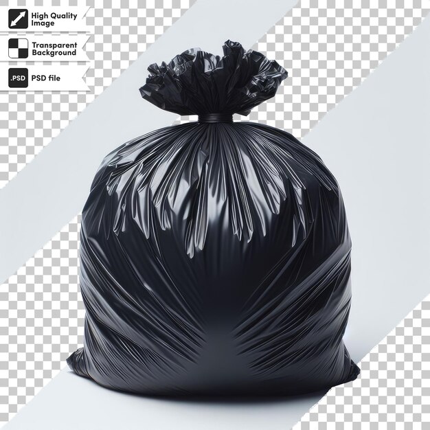 PSD psd black garbage bag trash bag on transparent background with editable mask layer