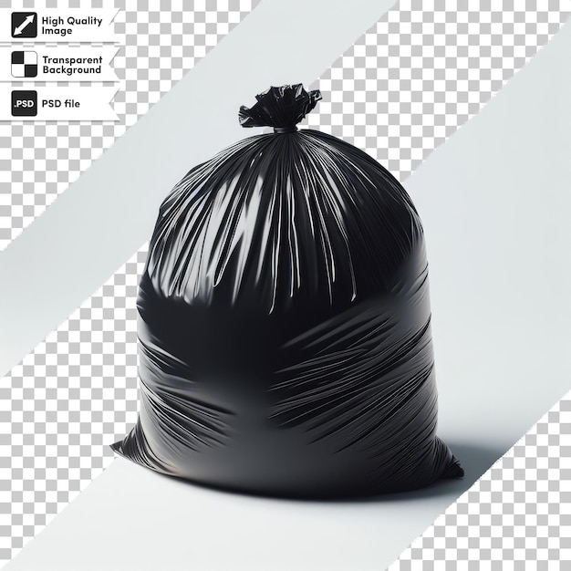 PSD psd black garbage bag trash bag on transparent background with editable mask layer