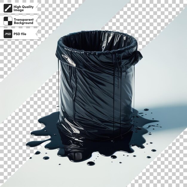 PSD psd black garbage bag trash bag on transparent background with editable mask layer