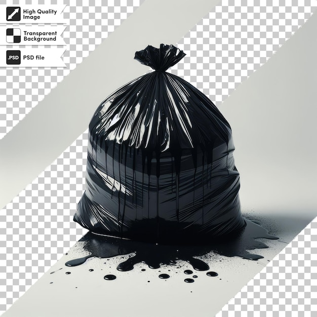 PSD psd black garbage bag trash bag on transparent background with editable mask layer