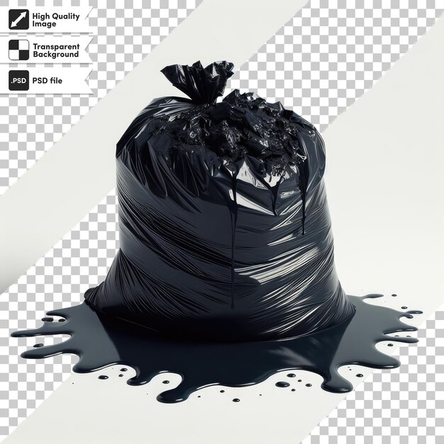 PSD psd black garbage bag trash bag on transparent background with editable mask layer