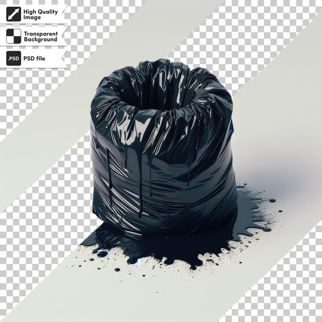 PSD psd black garbage bag trash bag on transparent background with editable mask layer