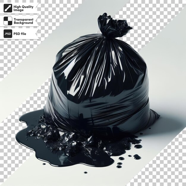 PSD psd black garbage bag trash bag on transparent background with editable mask layer