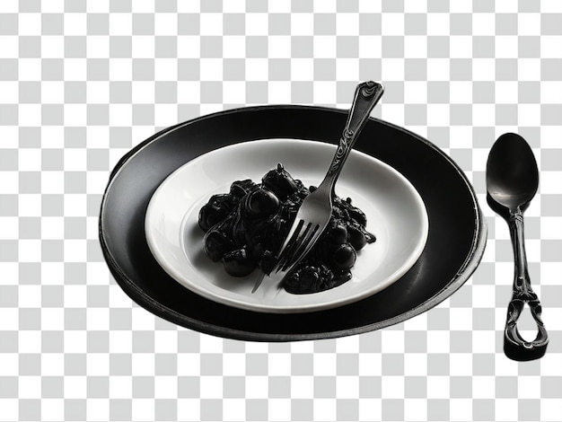 Psd di un cucchiaio da forchetta di metallo nero