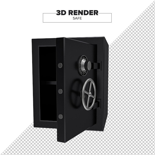 透明な背景で psd ブラック メタル セーフ 3 d レンダリング