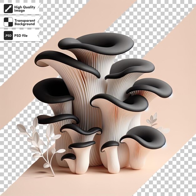 Psd black mushrooms on transparent background