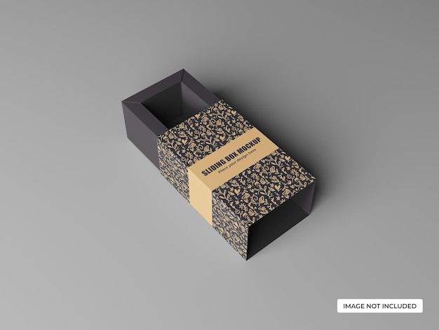 PSD psd black rectangle sliding drawer box realistic mockup