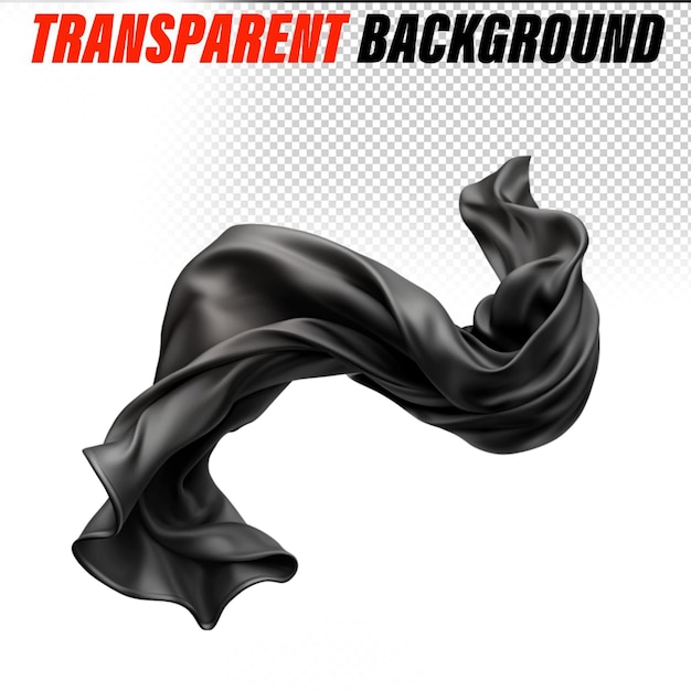 PSD black silk ai cutout on transparent