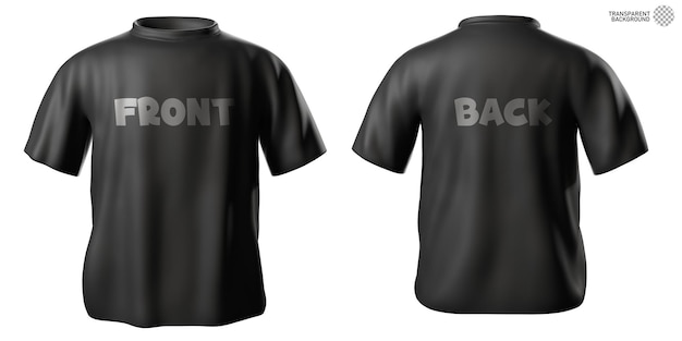 PSD black t-shirts front and back view mockup