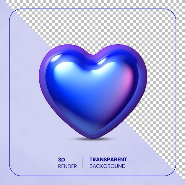 PSD blauw glanzend 3d geïsoleerd hart
