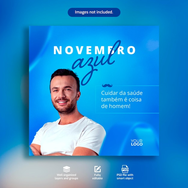 PSD blauw november bewustzijn sociale media prostaatkankerpreventie maand sjabloon feed 04