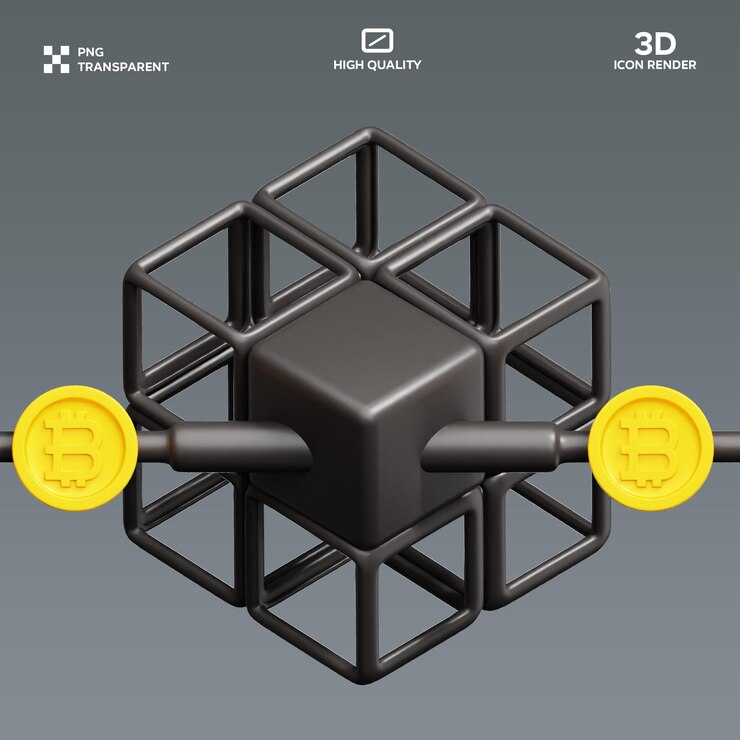 PSD psd blockchain system 3d illustration