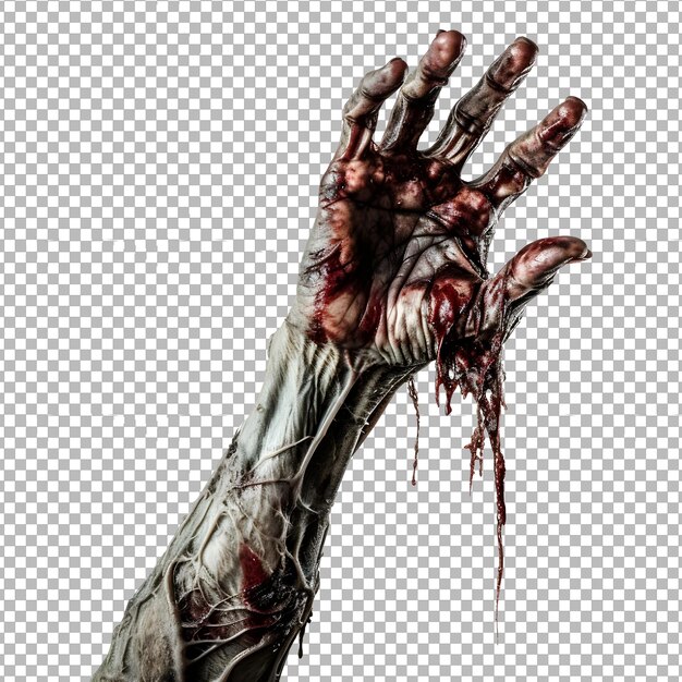 PSD psd bloody zombies hand isolated on transparent background