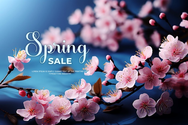 PSD psd blooming flowers spring sale post design template