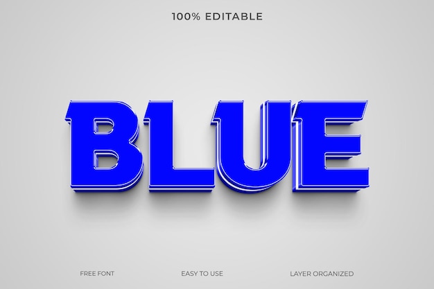 Psd blue 3d text effect style