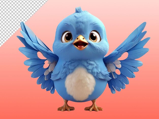 Psd of a blue bird on transparent background