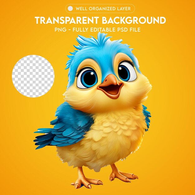 PSD psd 青い鳥と黄色い胸 png 透明