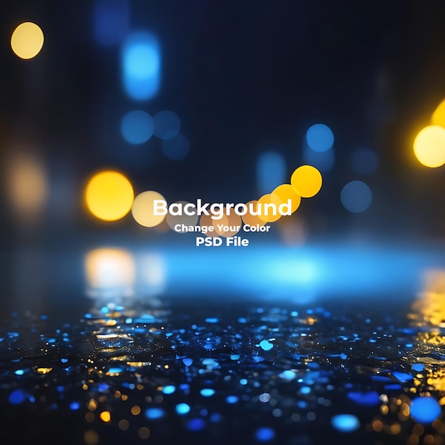 PSD psd blue bokeh raining light blurry lights black background round circle bokeh