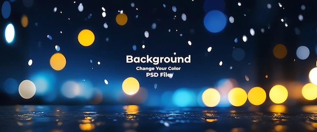 PSD psd bokeh blu pioggia luce sfocata luci sfondo nero bokeh cerchio rotondo