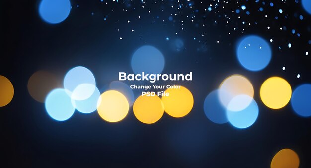 Psd blue bokeh raining light blurry lights black background round circle bokeh