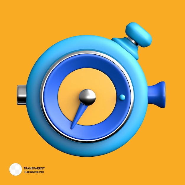 Psd blue clock icon 3d render illustration