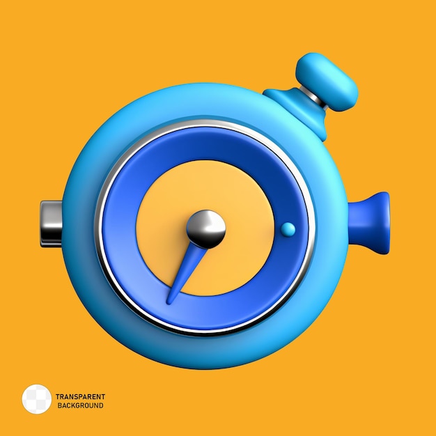 PSD blue clock icon 3D render illustration