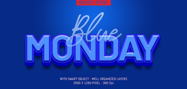 PSD psd blue monday editable text effect 3d style 3