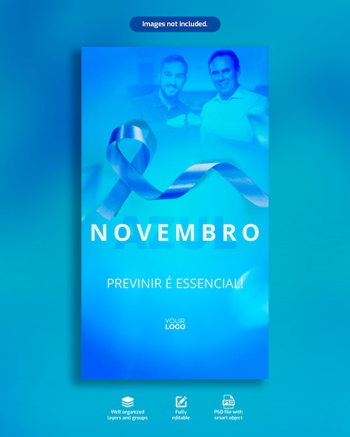 PSD psd blue november awareness social media prostate cancer prevention month template story 04