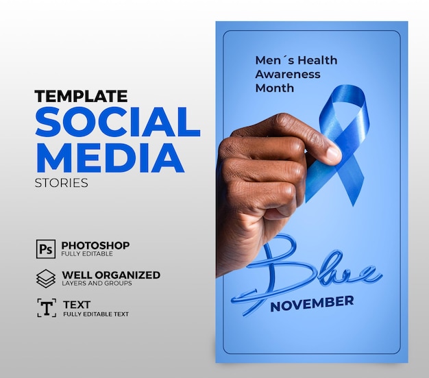 Psd blue november social media template banner