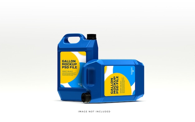 PSD Blue Plastic gallon containers mockup bottle on Transparent white background