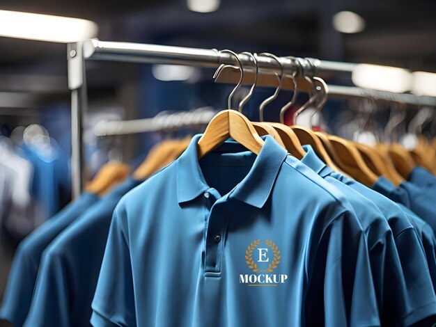 PSD psd blue polo t shirt mockup