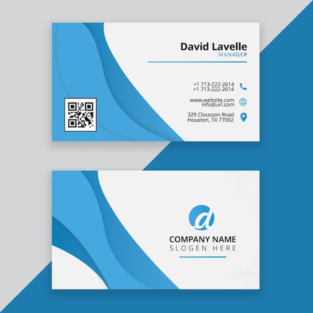 PSD blue professional amp clean business card template