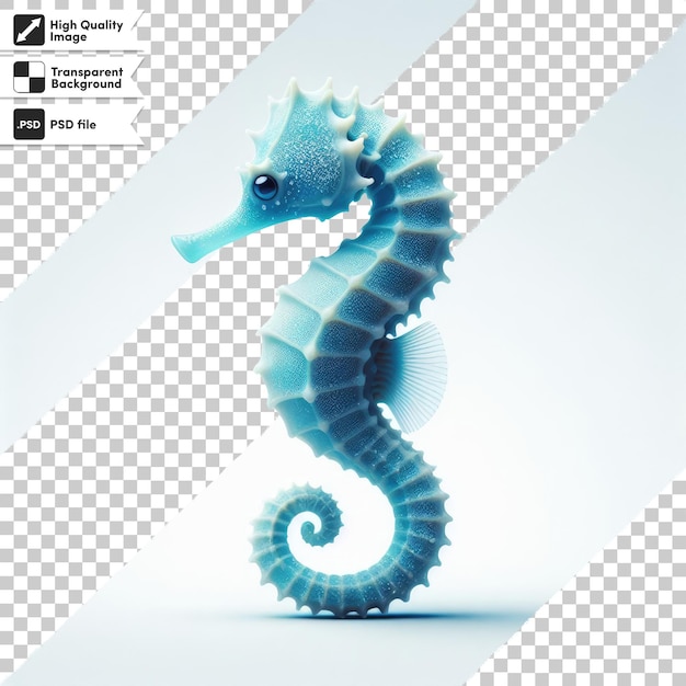 PSD psd blue seahorse on transparent background with editable mask layer