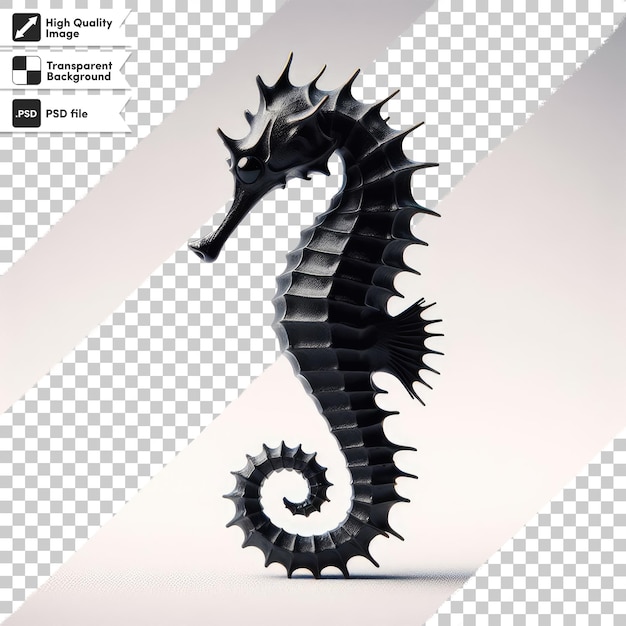 PSD psd blue seahorse on transparent background with editable mask layerpsd black seahorse on transpare
