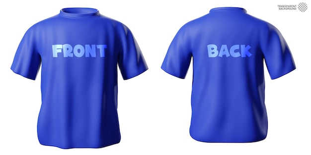 PSD blue t-shirts front and back view mockup