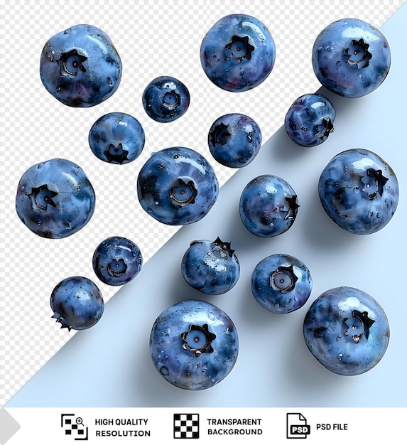 Psd blueberries on a transparent background with a blue donut in the background png psd
