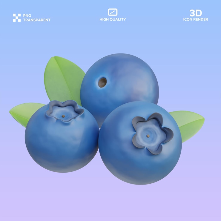 PSD иллюстрация psd blueberry 3d